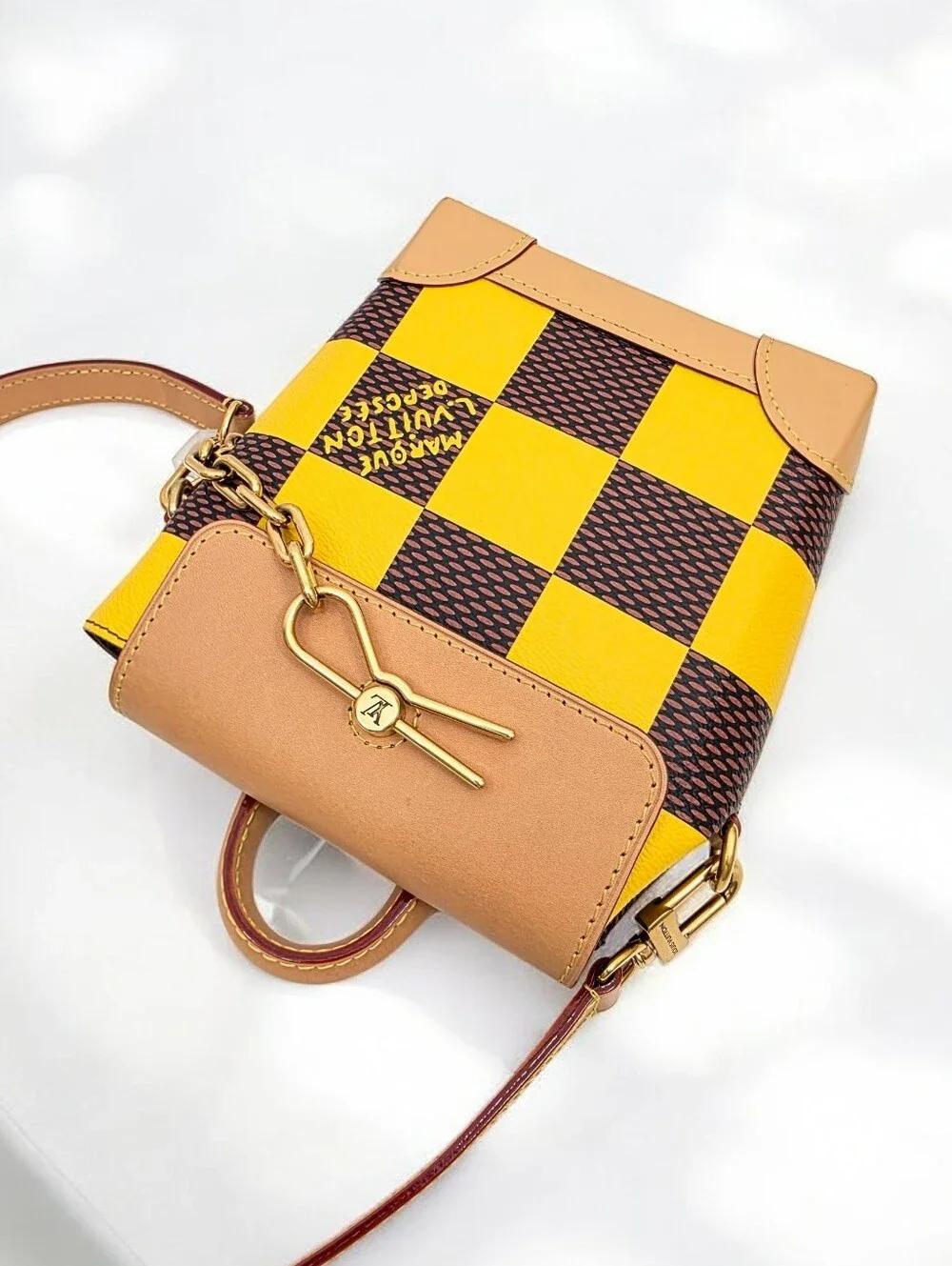 Louis Vuitton Nano Steamer Damier Pop Yellow N40536 Crossbody Bag
